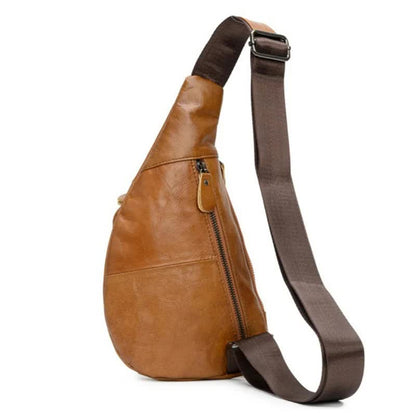 Black Men's Leather Sling Backpack - Casual Crossbody Chest Bag V888-ELOSUNG38134