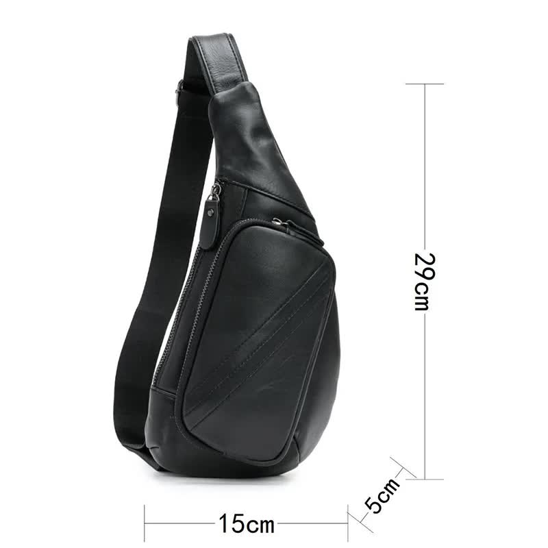 Brown Men's Leather Sling Backpack - Casual Crossbody Chest Bag V888-ELOSUNG38135