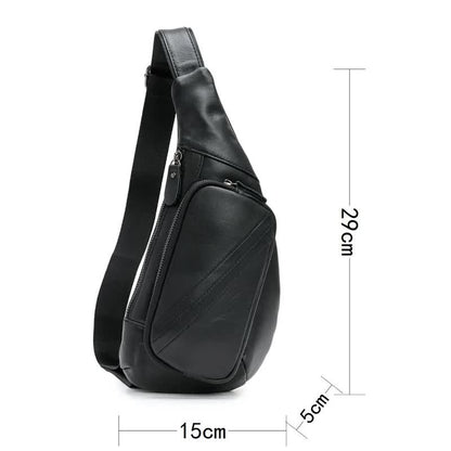 Brown Men's Leather Sling Backpack - Casual Crossbody Chest Bag V888-ELOSUNG38135