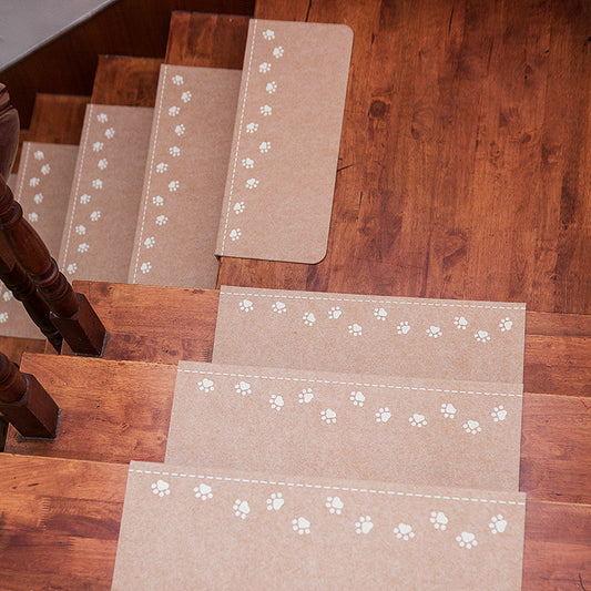 3-Pack Beige Non-Slip Luminous Stair Treads - Self-Adhesive Pet Paw Print Stair Mats 55x22x4.5cm V888-ELOSUNG38140