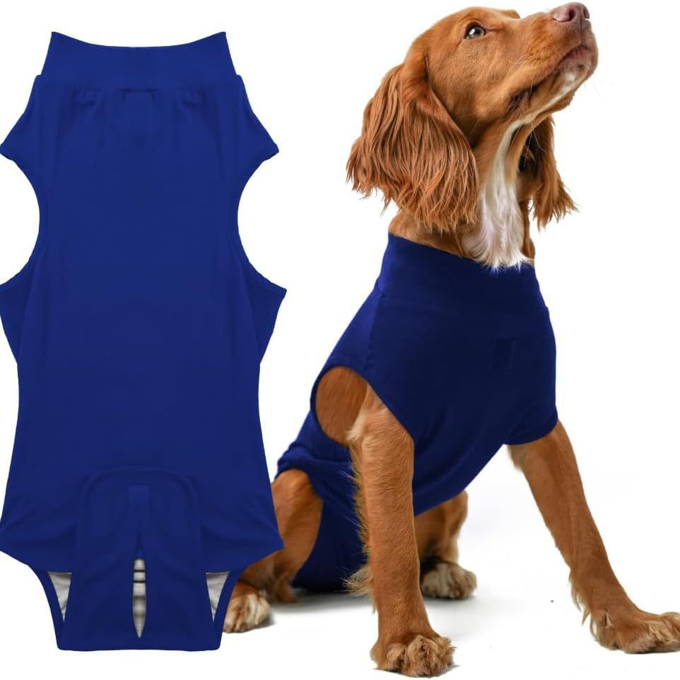 XL Blue Premium Pet Physiological Suit - Comfortable & Breathable Bamboo Modal Recovery Suit V888-ELOSUNG38155