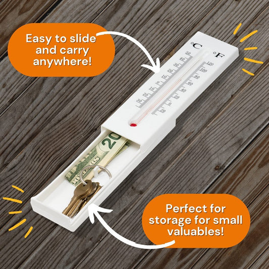 2-Pack Outdoor Fake Thermometer Diversion Safe - Hidden Key, Money, Medicine Hiding Box V888-ELOSUNG38157