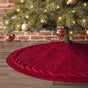 Festive Knit Christmas Tree Skirt - Acrylic Red Tree Mat with Pom-Poms 122cm V888-ELOSUNG38158