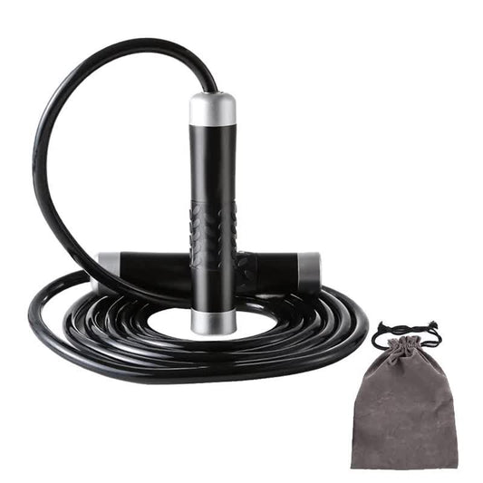 Black Weighted Jump Rope for Workout Fitness - Thick 9mm Cable for Intense Fitness, Strength & Cardio Workout V888-ELOSUNG38180