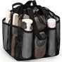 Black Large Multi-Pocket Mesh Beach Tote Bag - Quick-Dry Travel & Gym Organizer with Drawstring Closure V888-ELOSUNG38196