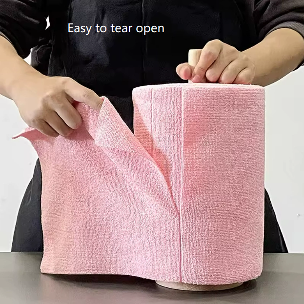 Green 4-Roll Pack, 80 Sheets Reusable Tear-Off Microfiber Cleaning Cloths - Non-Stick Oil & Absorbent Kitchen V888-ELOSUNG38204