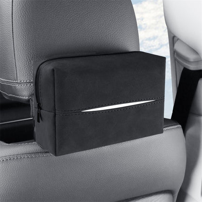 Black 2-Pack Luxury Faux Suede Car Tissue Box - Visor Clip & Strap for Armrest or Seat Back V888-ELOSUNG38206