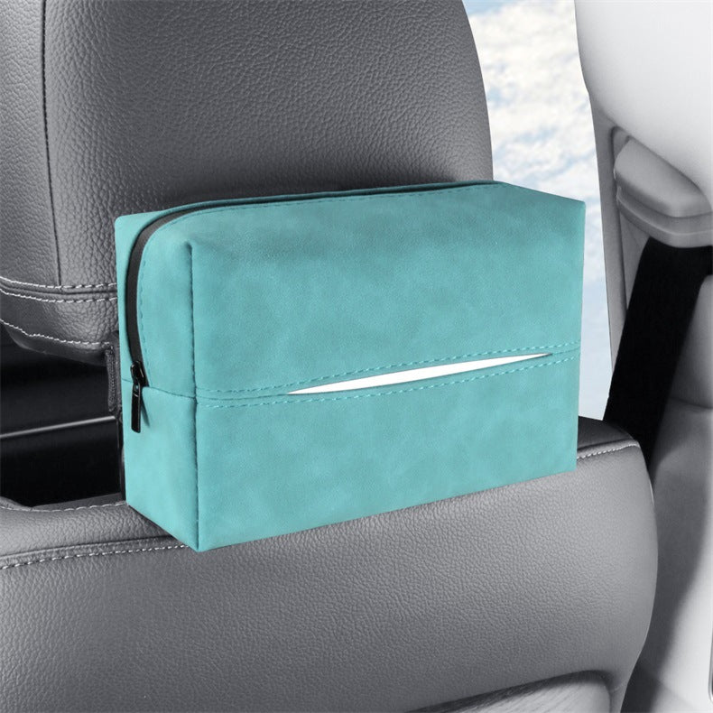 Blue 2-Pack Luxury Faux Suede Car Tissue Box - Visor Clip & Strap for Armrest or Seat Back V888-ELOSUNG38207