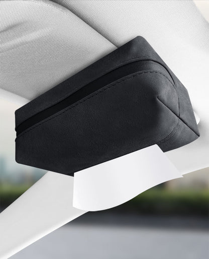 Blue 2-Pack Luxury Faux Suede Car Tissue Box - Visor Clip & Strap for Armrest or Seat Back V888-ELOSUNG38207