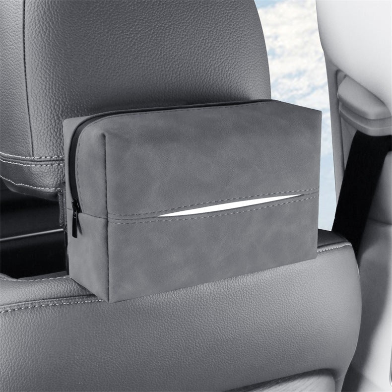 Grey 2-Pack Luxury Faux Suede Car Tissue Box - Visor Clip & Strap for Armrest or Seat Back V888-ELOSUNG38208