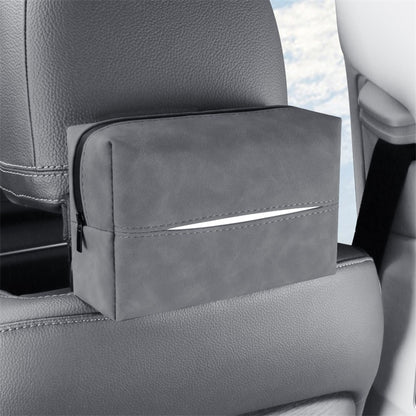 Grey 2-Pack Luxury Faux Suede Car Tissue Box - Visor Clip & Strap for Armrest or Seat Back V888-ELOSUNG38208