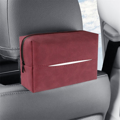 Red 2-Pack Luxury Faux Suede Car Tissue Box - Visor Clip & Strap for Armrest or Seat Back V888-ELOSUNG38209