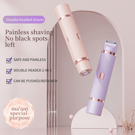 Pink Rechargeable 2-in-1 Electric Shaver for Women - Dual-Head Bikini Trimmer & Body Hair Remover V888-ELOSUNG38214