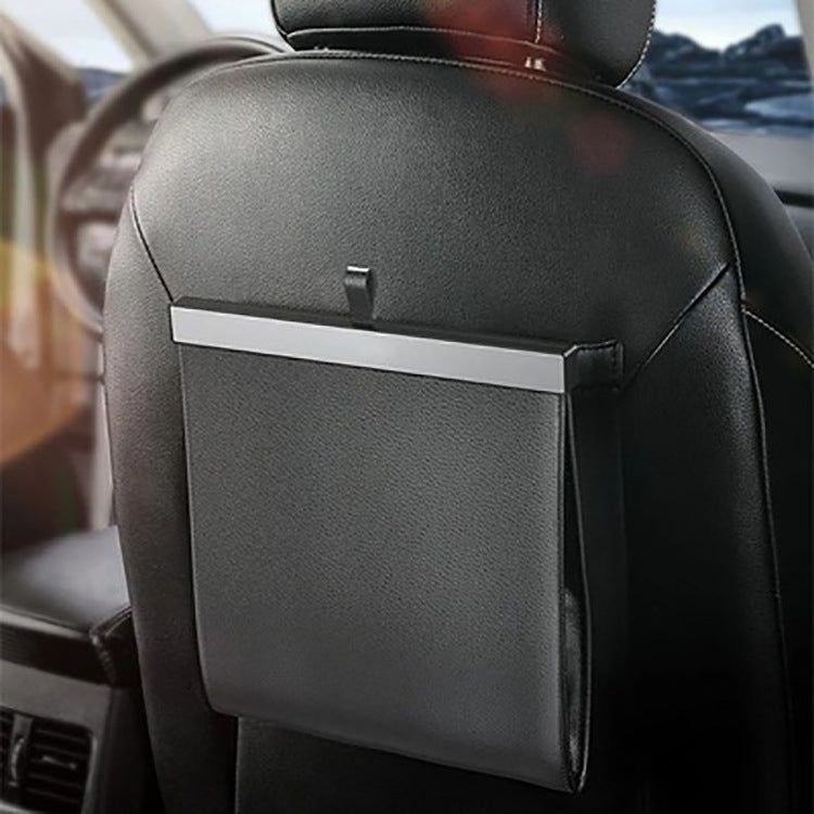 Premium PU Leather Foldable Car Trash Bin - Large Capacity Waterproof Hanging Organizer for Back Seat V888-ELOSUNG38222