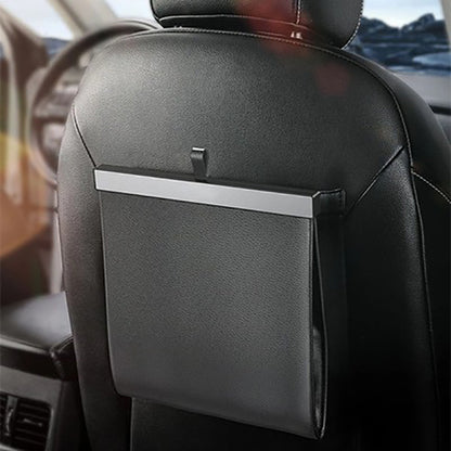 Premium PU Leather Foldable Car Trash Bin - Large Capacity Waterproof Hanging Organizer for Back Seat V888-ELOSUNG38222