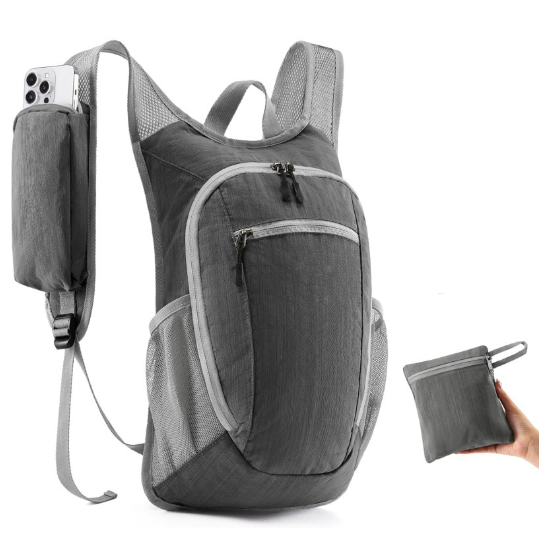 Grey Ultra-Lightweight Packable Backpack (10L) - Foldable Daypack for Travel, Hiking & Sports V888-ELOSUNG38224