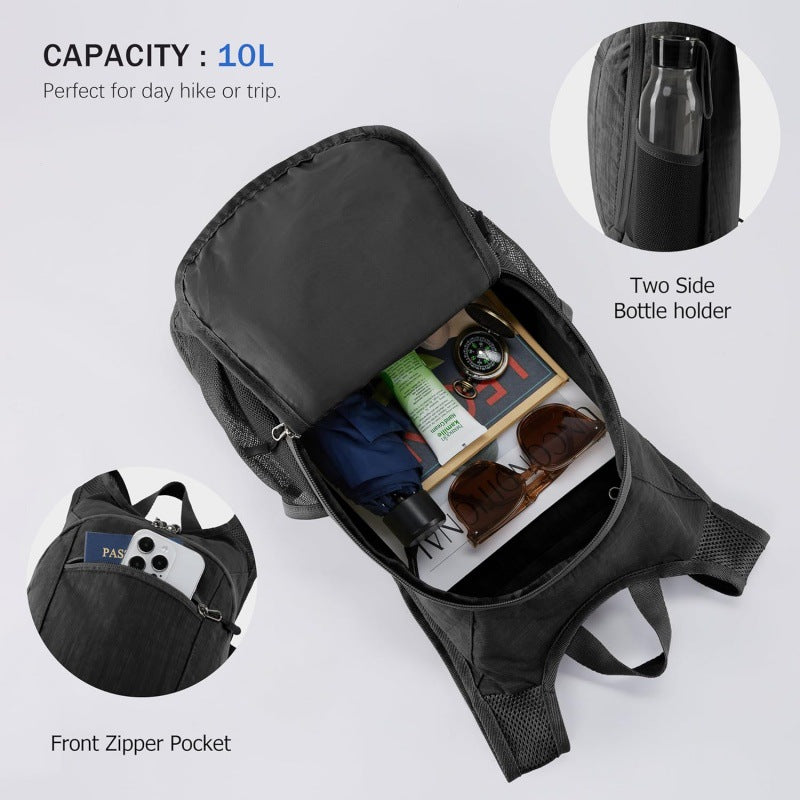 Grey Ultra-Lightweight Packable Backpack (10L) - Foldable Daypack for Travel, Hiking & Sports V888-ELOSUNG38224