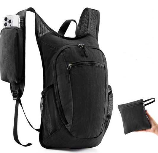 Black Ultra-Lightweight Packable Backpack (10L) - Foldable Daypack for Travel, Hiking & Sports V888-ELOSUNG38225