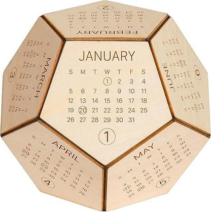 Unique Geometric Wooden Perpetual Desk Calendar - Manual DIY Block Calendar for Home & Office V888-ELOSUNG38226