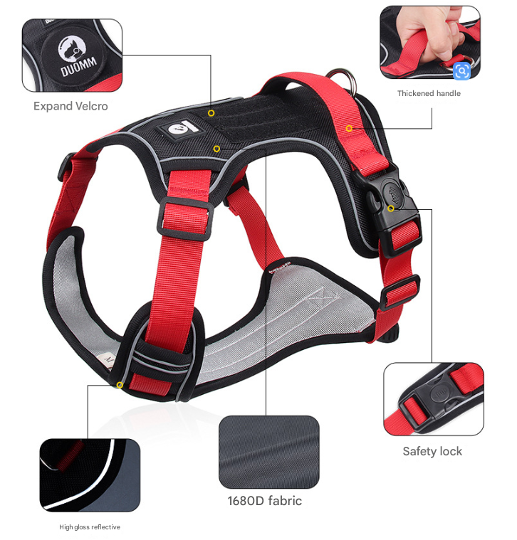 Blue XL Adjustable No-Pull Dog Harness and Leash Set - Reflective & Padded Vest for Medium to Large Dogs V888-ELOSUNG38231