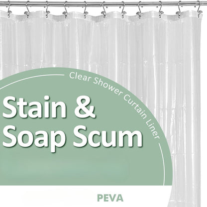 Heavy-Duty Clear PEVA Shower Curtain Liner with 3 Magnets - Waterproof & Easy-Clean Bathroom Liner with Hooks V888-ELOSUNG38232