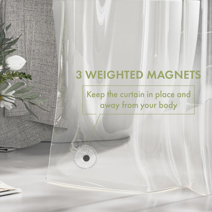 Heavy-Duty Clear PEVA Shower Curtain Liner with 3 Magnets - Waterproof & Easy-Clean Bathroom Liner with Hooks V888-ELOSUNG38232