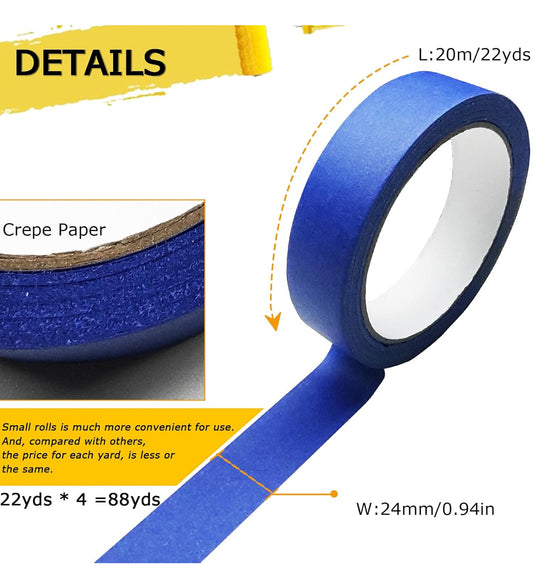 (10-Pack) Professional Blue Painter's Tape - 14-Day Clean Removal, UV Resistant for Crisp Paint Lines V888-ELOSUNG38235