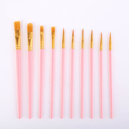 Pink Versatile 10-Piece Artist Paint Brush Set (10 Sets Included) - for Acrylic, Oil, Watercolor & Gouache V888-ELOSUNG38236