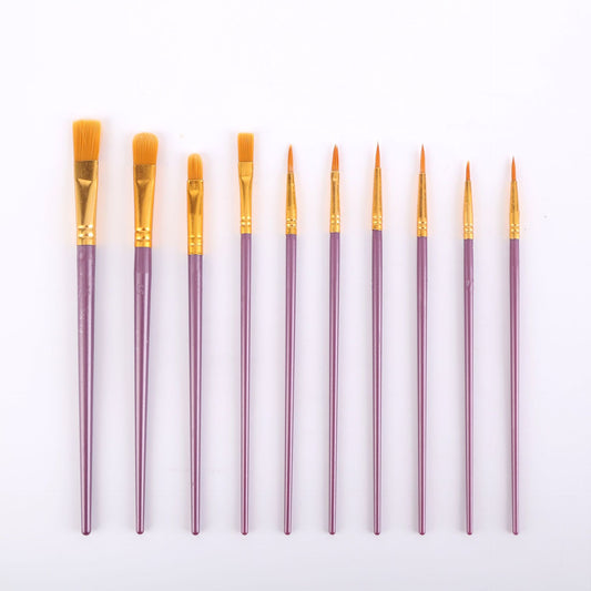 Purple Versatile 10-Piece Artist Paint Brush Set (10 Sets Included) - for Acrylic, Oil, Watercolor & Gouache V888-ELOSUNG38237