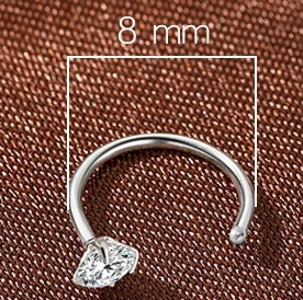 8mm (4-Pair Set) Minimalist C-Shaped Hoop Earrings with CZ Studs - S999 Sterling Silver V888-ELOSUNG38244