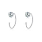 6mm (4-Pair Set) Minimalist C-Shaped Hoop Earrings with CZ Studs - S999 Sterling Silver V888-ELOSUNG38245