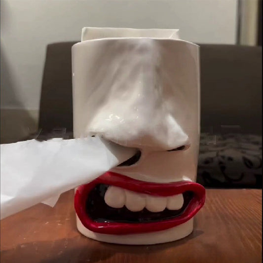 Quirky Face Tissue Box Holder - Funny Novelty Resin Dispenser for Gag Gifts & Fun Decor V888-ELOSUNG38252