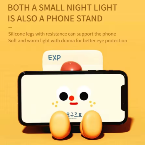 Adorable Milk Carton LED Night Light - USB Rechargeable Silicone Lamp with Tap Control, Timer & 3 Brightness V888-ELOSUNG38253