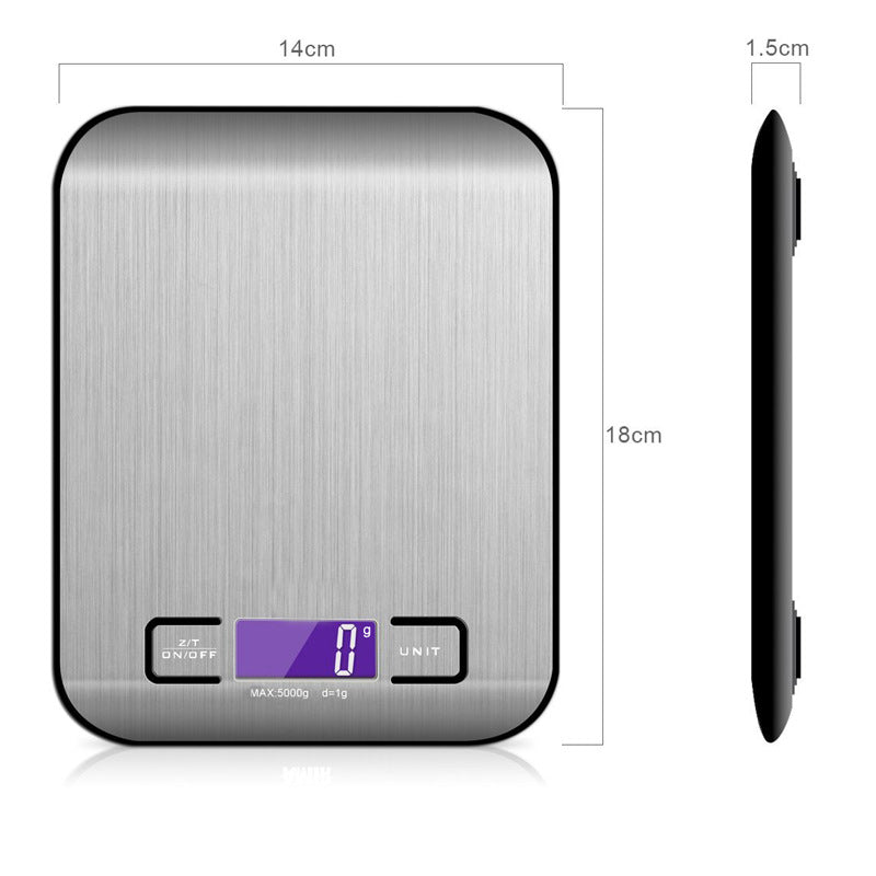 Silver Ultra-Slim Rechargeable Digital Kitchen Scale - Stainless Steel Food & Baking Scale with LCD Display V888-ELOSUNG38254