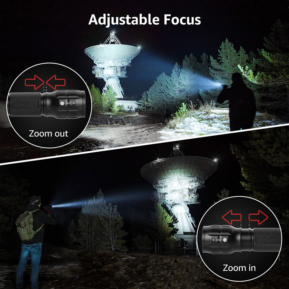 Compact Tactical LED Flashlight - Super Bright 160LM with Adjustable Zoom & Anti-Slip Grip V888-ELOSUNG38257