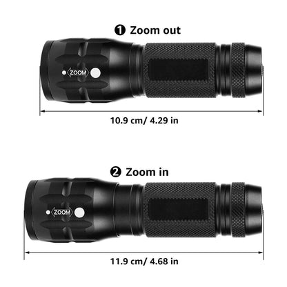 Compact Tactical LED Flashlight - Super Bright 160LM with Adjustable Zoom & Anti-Slip Grip V888-ELOSUNG38257