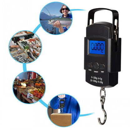 Heavy-Duty Digital Hanging Scale (2-Pack) - 50kg Portable Luggage & Fishing Scale with Backlit LCD V888-ELOSUNG38269