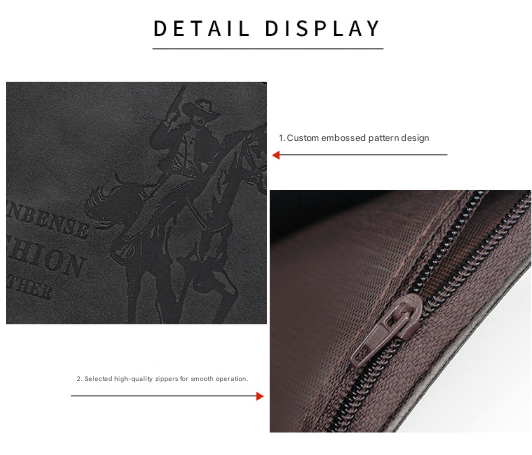 3-PCS Black Menbense Fashion Leather Wallet Set - Vintage Hunter Design Bi-Fold Wallet with Card Slots V888-ELOSUNG38271