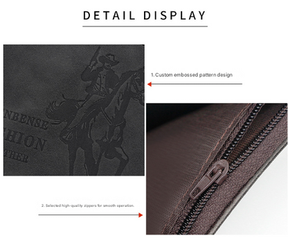3-PCS Black Menbense Fashion Leather Wallet Set - Vintage Hunter Design Bi-Fold Wallet with Card Slots V888-ELOSUNG38271
