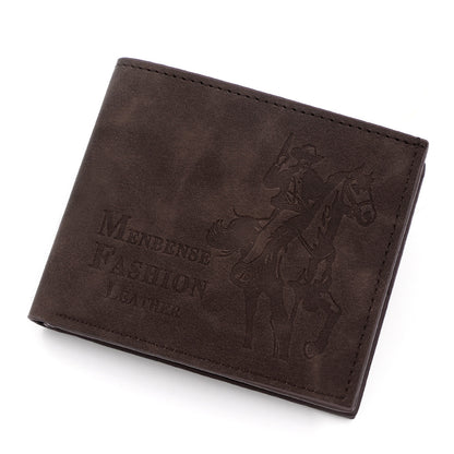 3-PCS Dark Brown Menbense Fashion Leather Wallet Set - Vintage Hunter Design Bi-Fold Wallet with Card Slots V888-ELOSUNG38273