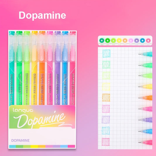 Dopamine 9PCS/Set Languo Dopamine Gel Pen Set - Vibrant Multi-Color Writing Instruments for Creativity V888-ELOSUNG38278