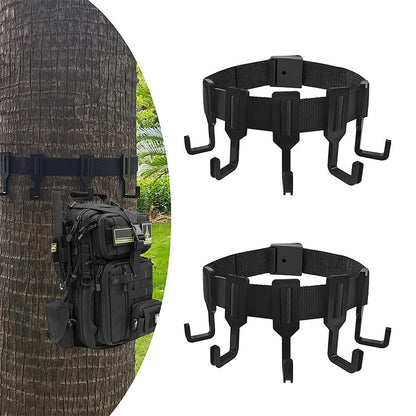 2-Piece Tree Stand Gear Hanger Set - Tactical Webbing Straps with 5 Hooks for Hunting & Camping V888-ELOSUNG38289