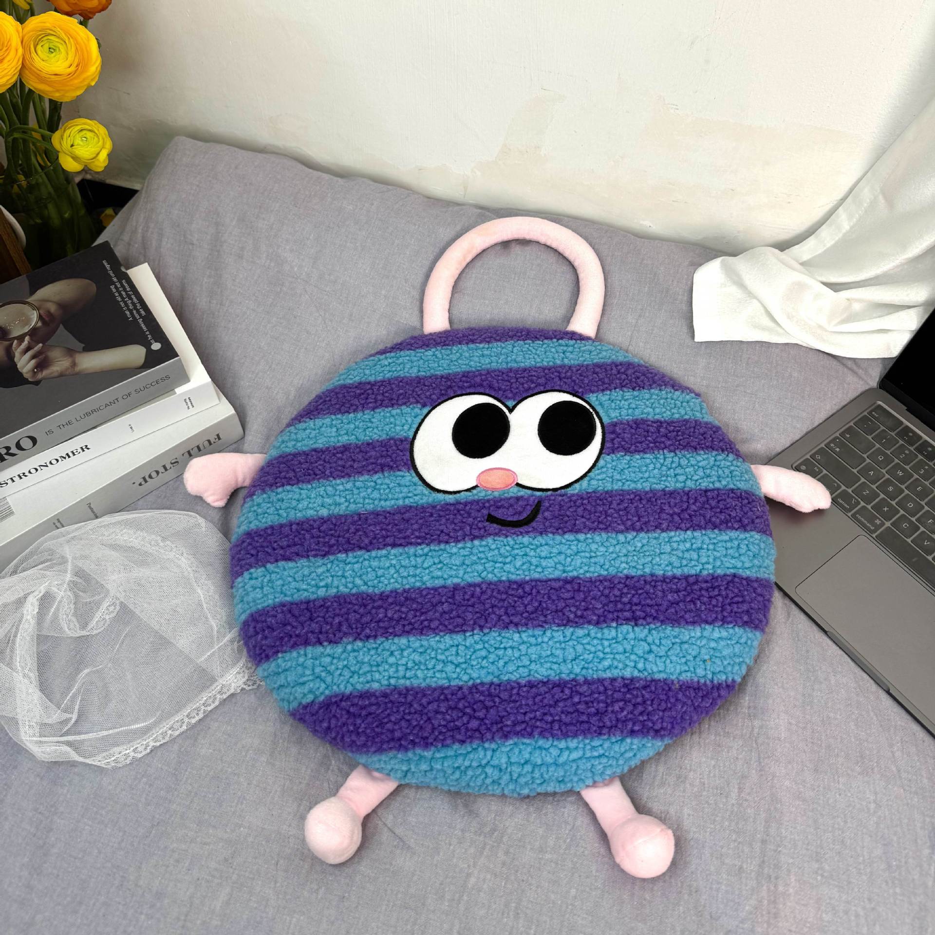 Blue Dopamine Round Memory Foam Seat Cushion - 38cm x 3cm Removable Cover for Office, Home, & Students V888-ELOSUNG38290