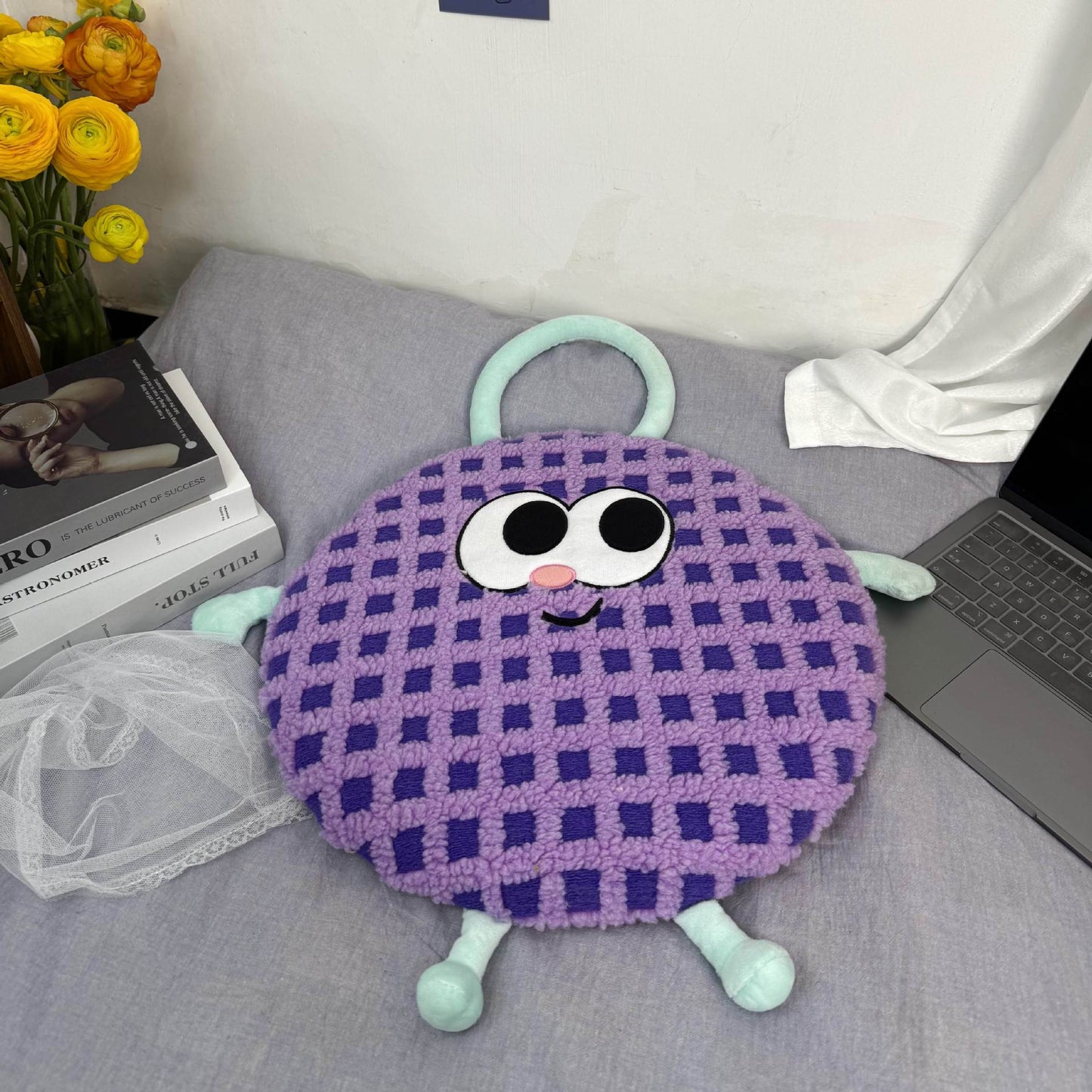Purple Dopamine Round Memory Foam Seat Cushion - 38cm x 3cm Removable Cover for Office, Home, & Students V888-ELOSUNG38292