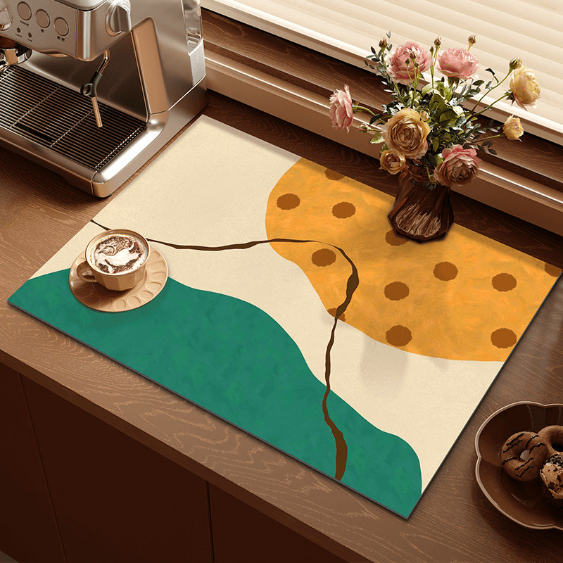 2-Piece Mountain Pattern Dopamine Drain Mat Set - 30x40cm Coffee Machine Mat, Bar Mat, Heat Resistant Kitchen V888-ELOSUNG38295