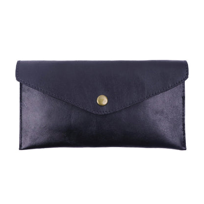 Brown Vintage Japanese Style Full-Grain Leather Phone Wallet - Slim Envelope Clutch for Women V888-ELOSUNG38302