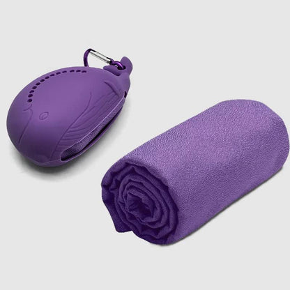 Purple 2-PCS Smart Whale Silicone Case Quick-Dry Towel Set - Portable & Cooling for Gym & Travel V888-ELOSUNG38310