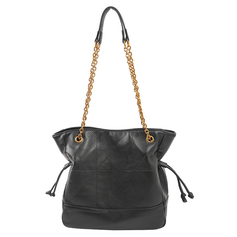 Black Chic Suede Hobo Bag for Women - Versatile Tote with Drawstring, Large Capacity Commuter Bucket Bag V888-ELOSUNG38319