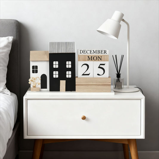 European Vintage House Perpetual Calendar - Wooden Home Decor Office Desk Calendar & Festive Gift V888-ELOSUNG38320