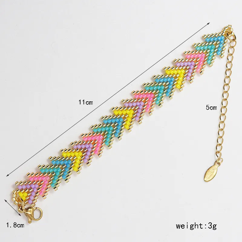 Blue Miyuki Beaded Bohemian Rainbow Arrow Handmade Stainless Steel Bracelet V888-ELOSUNG38324